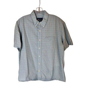 Charleston Threads Blue Seersucker Button Down Men's XL Short Sleeve Shirt